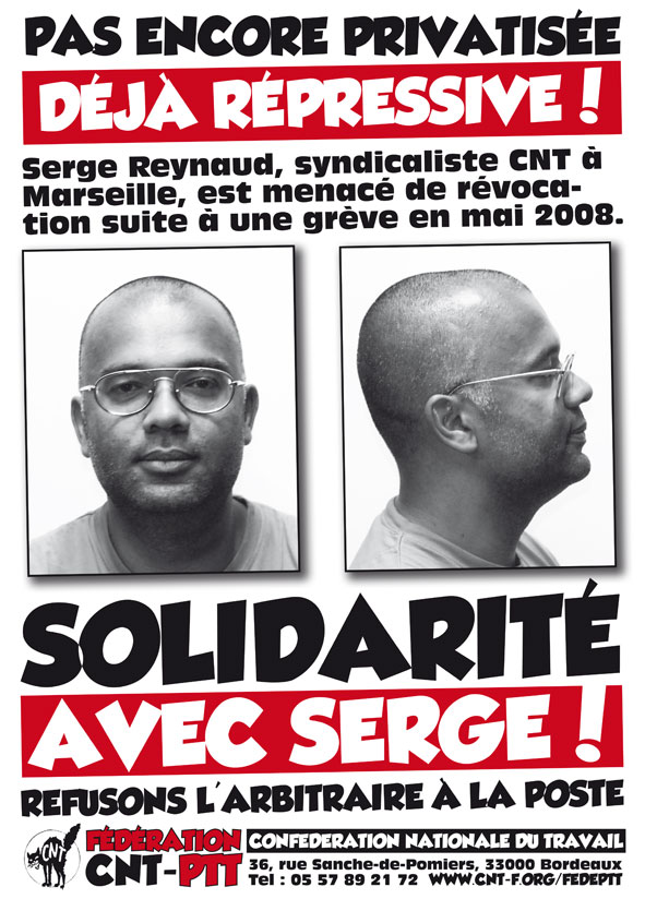 <p>Affiche de soutien à Serge Reynaud</p>